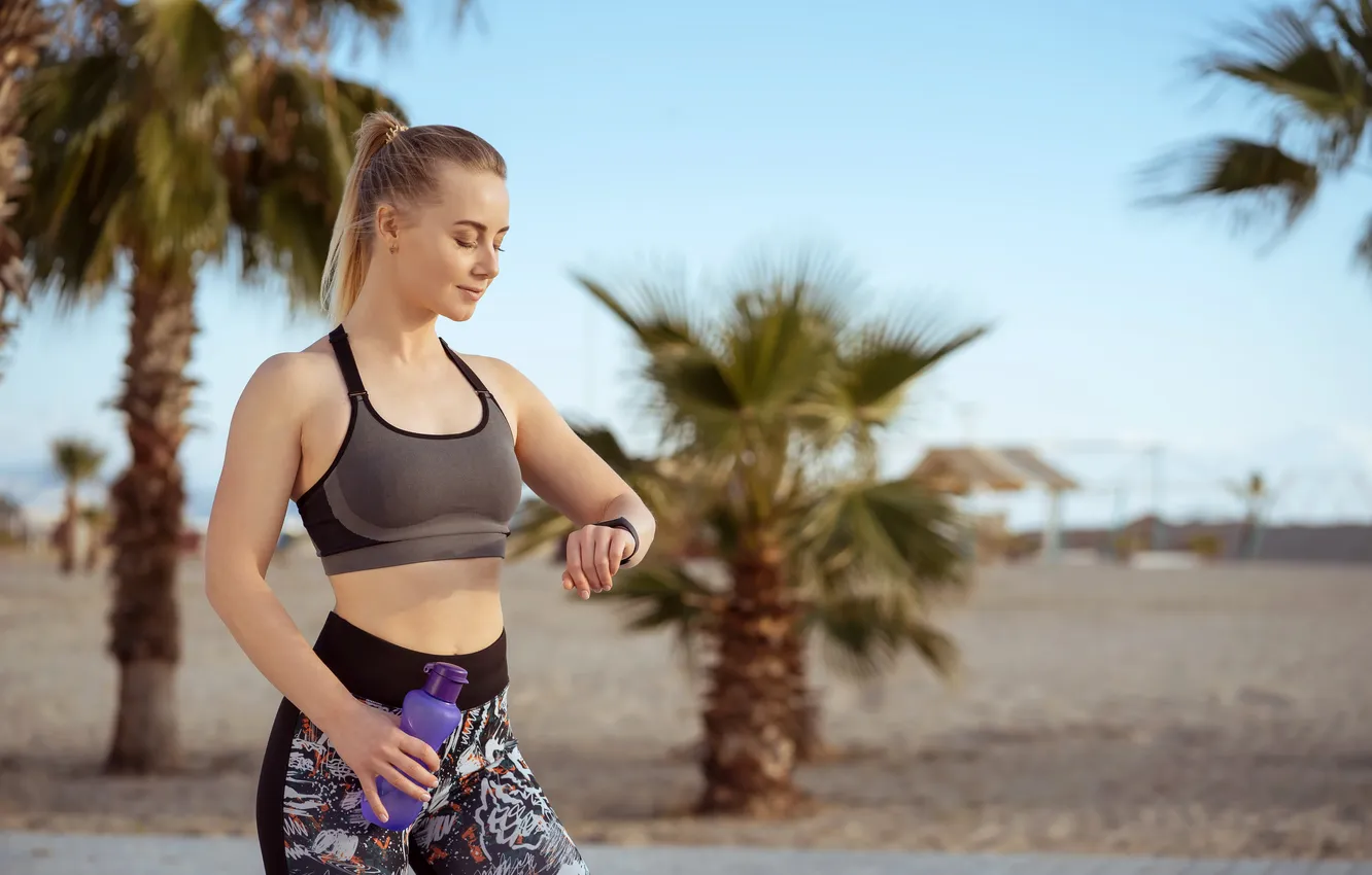 Photo wallpaper girl, exercise, sports, fitness, sportswear