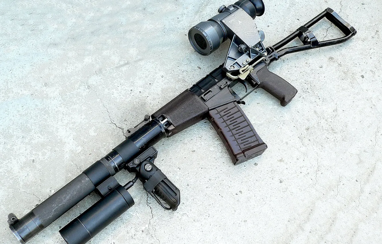 Photo wallpaper lights, base, machine, cartridges, automatic, night, sight, rifle