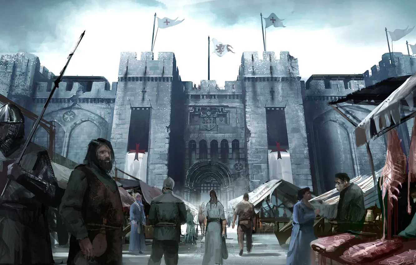 Photo wallpaper people, castle, Assassins creed, Crusader