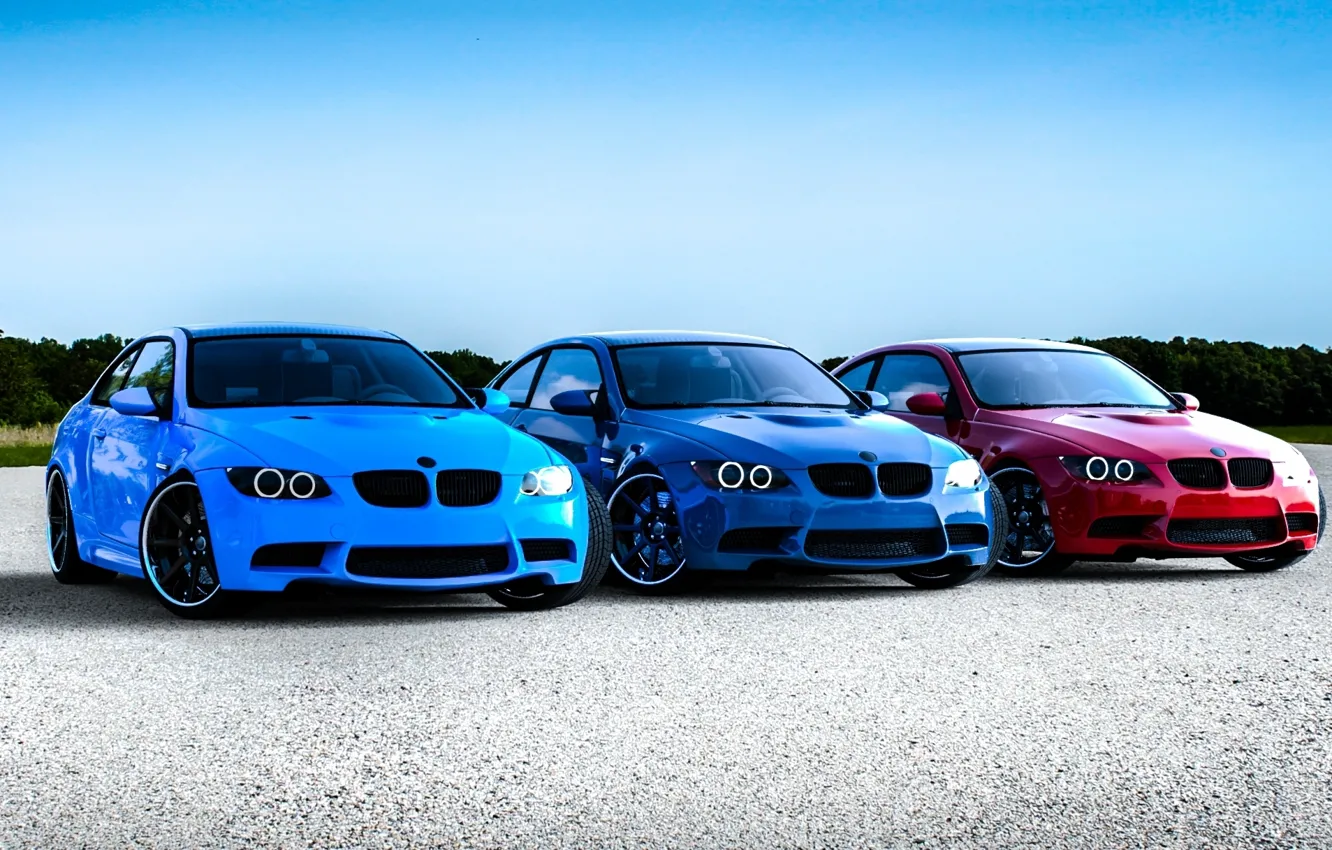 Photo wallpaper blue, red, blue, bmw, BMW, red, blue, e92
