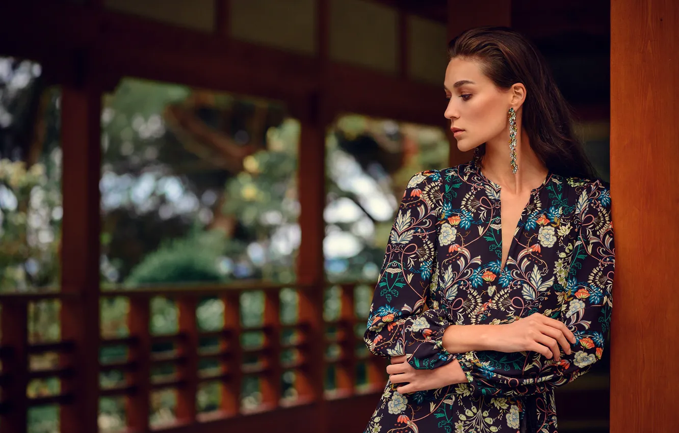 Photo wallpaper pose, style, model, earrings, hands, dress, Pavel Sokolov