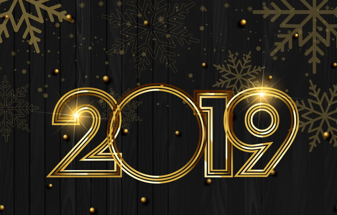 Photo wallpaper gold, New Year, figures, golden, black background, black, background, New Year