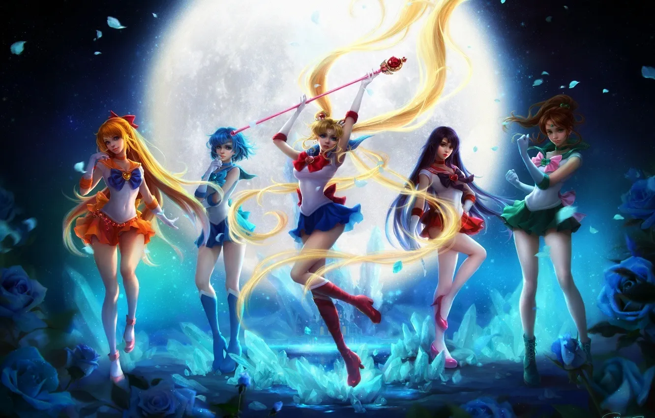 Photo wallpaper Mythology, Illustration, Performance, sailor mars, sailor moon, stage, Entertainment, sailor jupiter