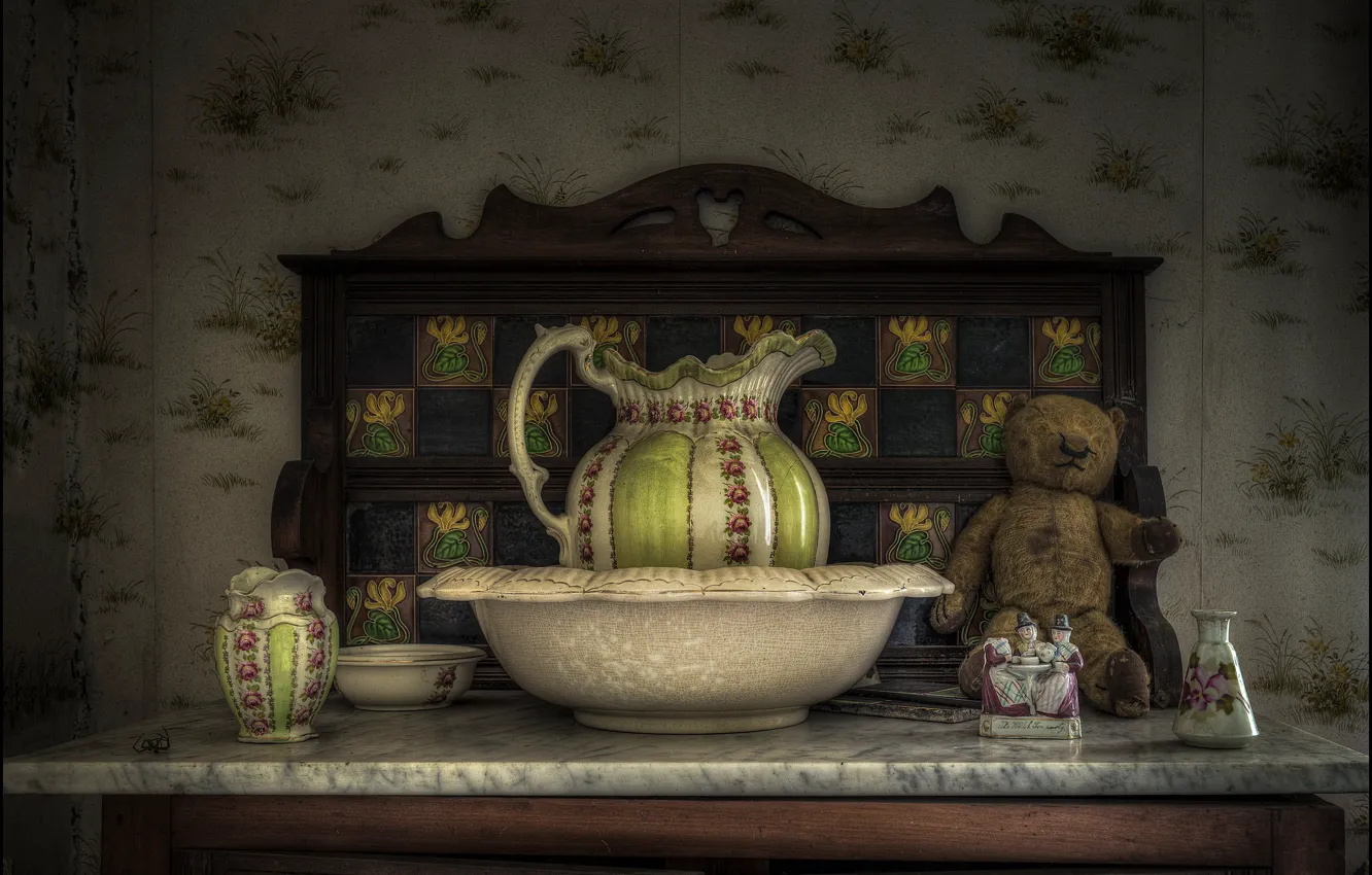 Photo wallpaper style, toy, bear, figurine, pitcher, Taz, Teddy bear