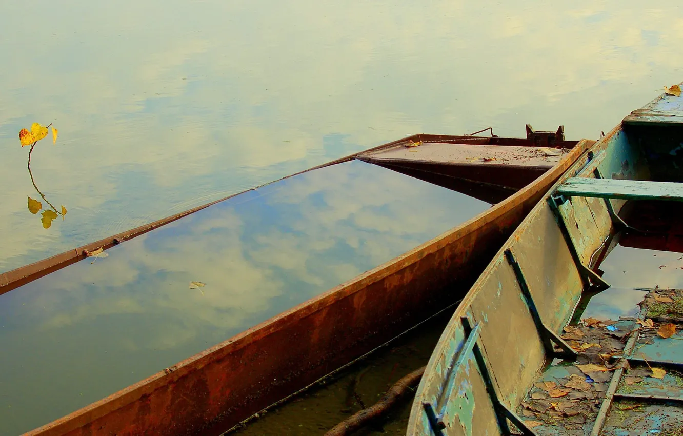 Photo wallpaper water, reflection, boat