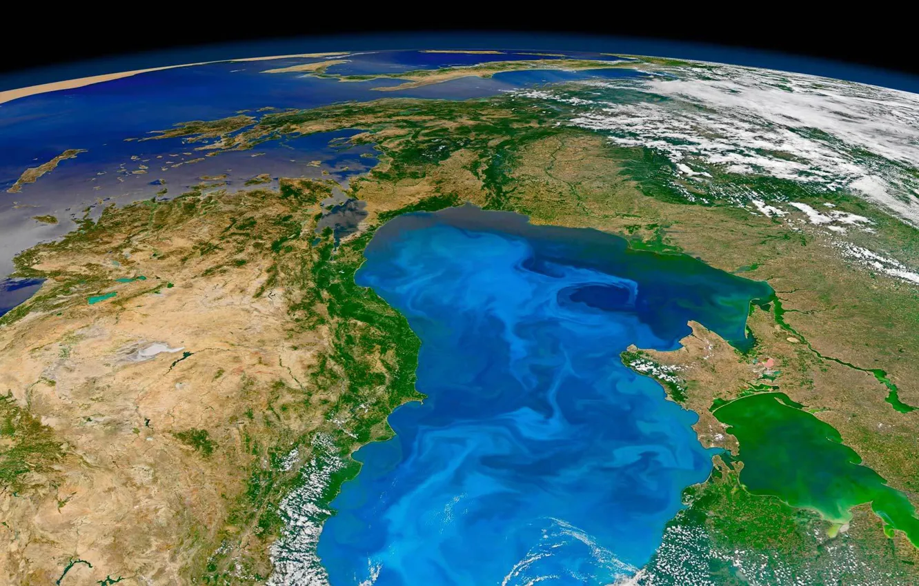 Photo wallpaper photo, earth, planet, NASA, The black sea, phytoplankton