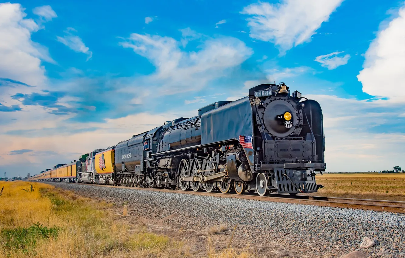 Photo wallpaper the sky, landscape, train