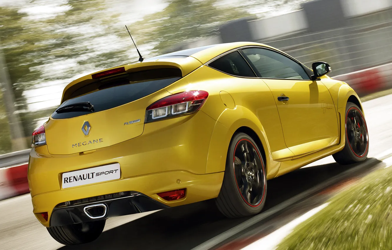 Photo wallpaper car, machine, yellow, movement, race, sport, Renault, car