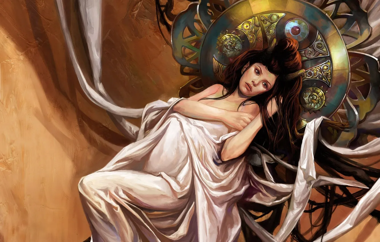 Photo wallpaper girl, hair, sheet