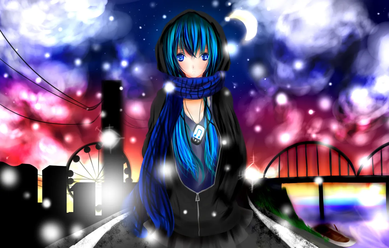 Photo wallpaper vocaloid, blue, eyes, hatsune, mikuo