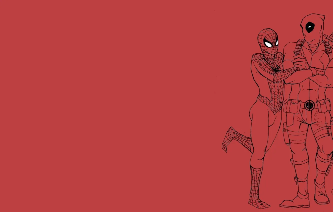 Photo wallpaper red, spider-man, Deadpool, Deadpool, comics, Spider-man, MARVEL, Peter Parker