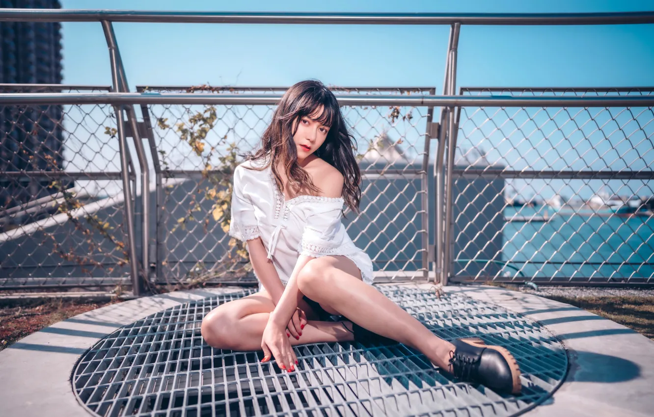 Photo wallpaper look, girl, pose, hair, legs, Asian, cutie