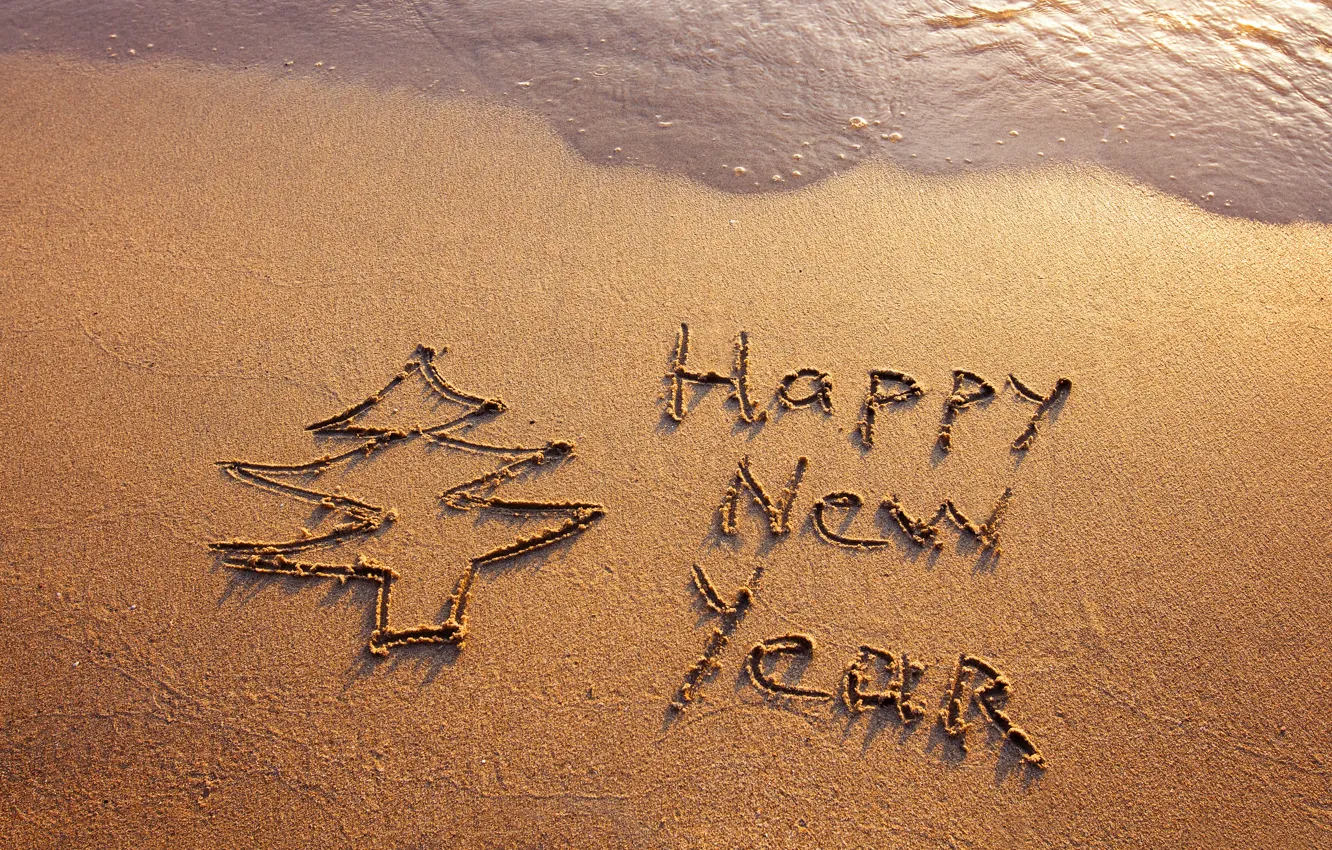Photo wallpaper sand, sea, beach, beach, sea, sand, New Year, Happy