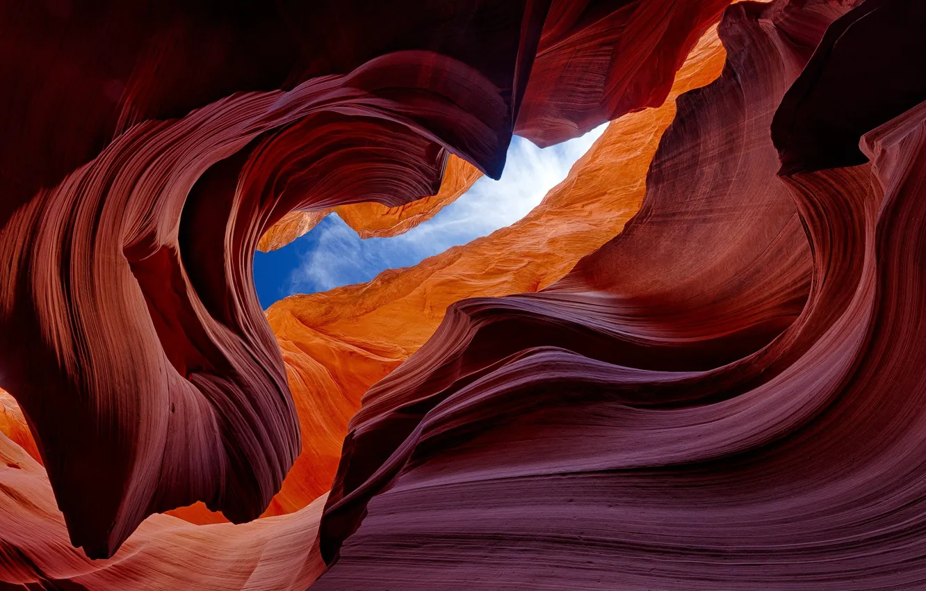 Photo wallpaper the sky, rocks, texture, antelope canyon