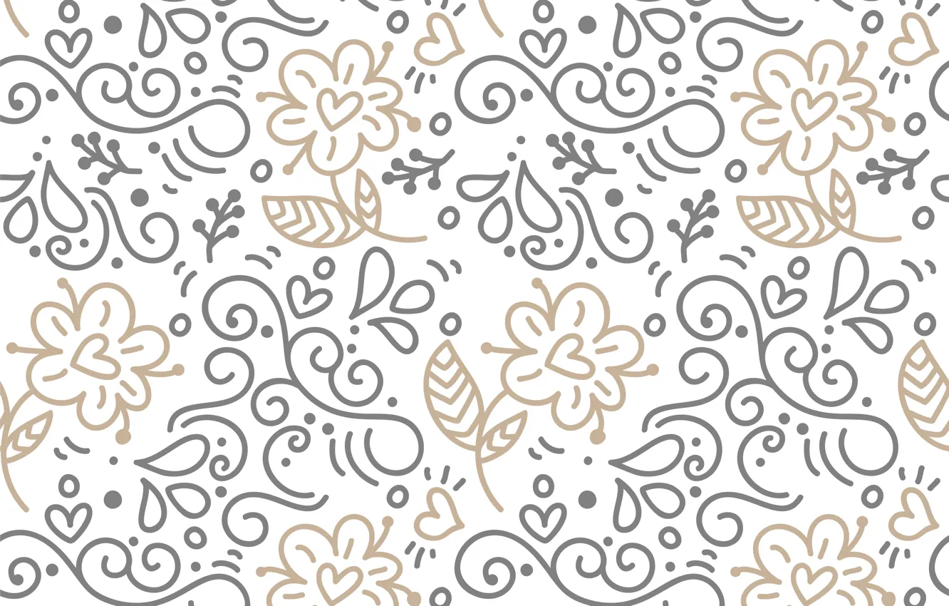 Photo wallpaper flowers, background, pattern, ornament, seamless