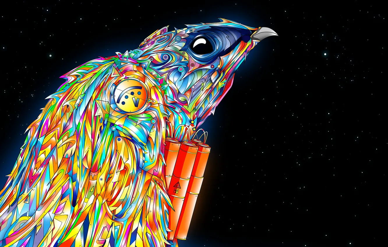 Photo wallpaper color, stars, bird, Falcon, matei apostolescu, explosives