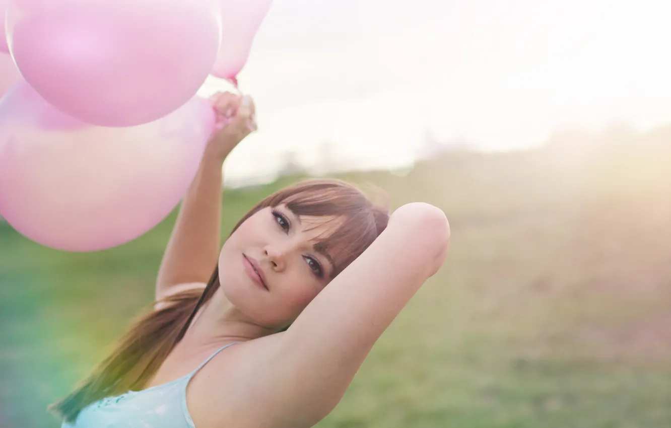 Photo wallpaper look, girl, balls