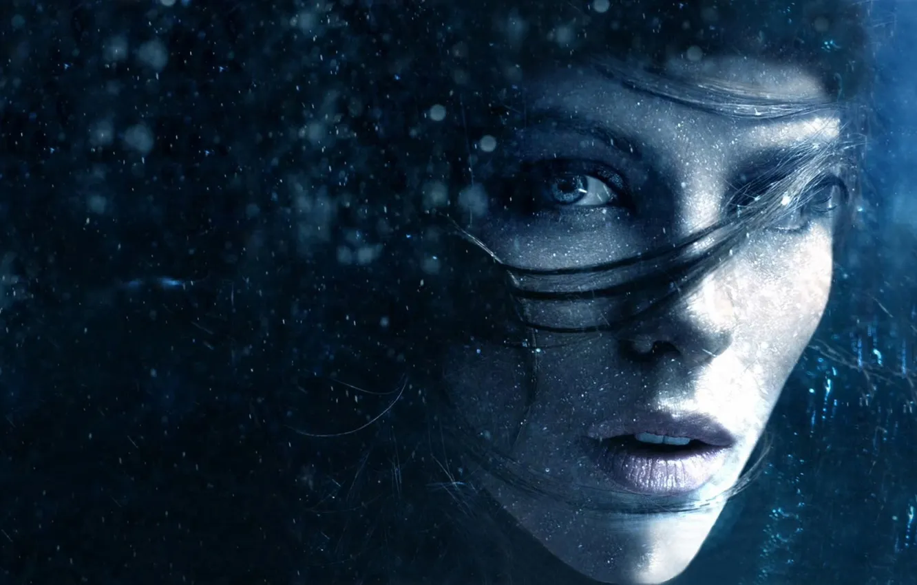 Photo wallpaper look, macro, Girl, art, lips