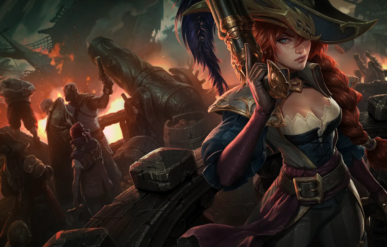 Photo wallpaper game, art, League of Legends, LoL, Miss Fortune, moba, Captain Miss Fortune