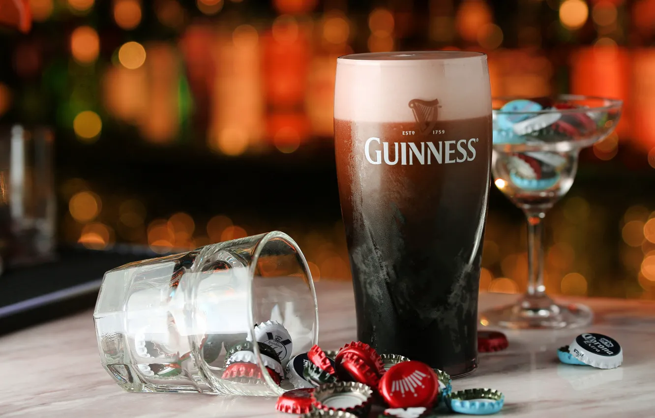 Photo wallpaper glass, beer, drink, Guinness