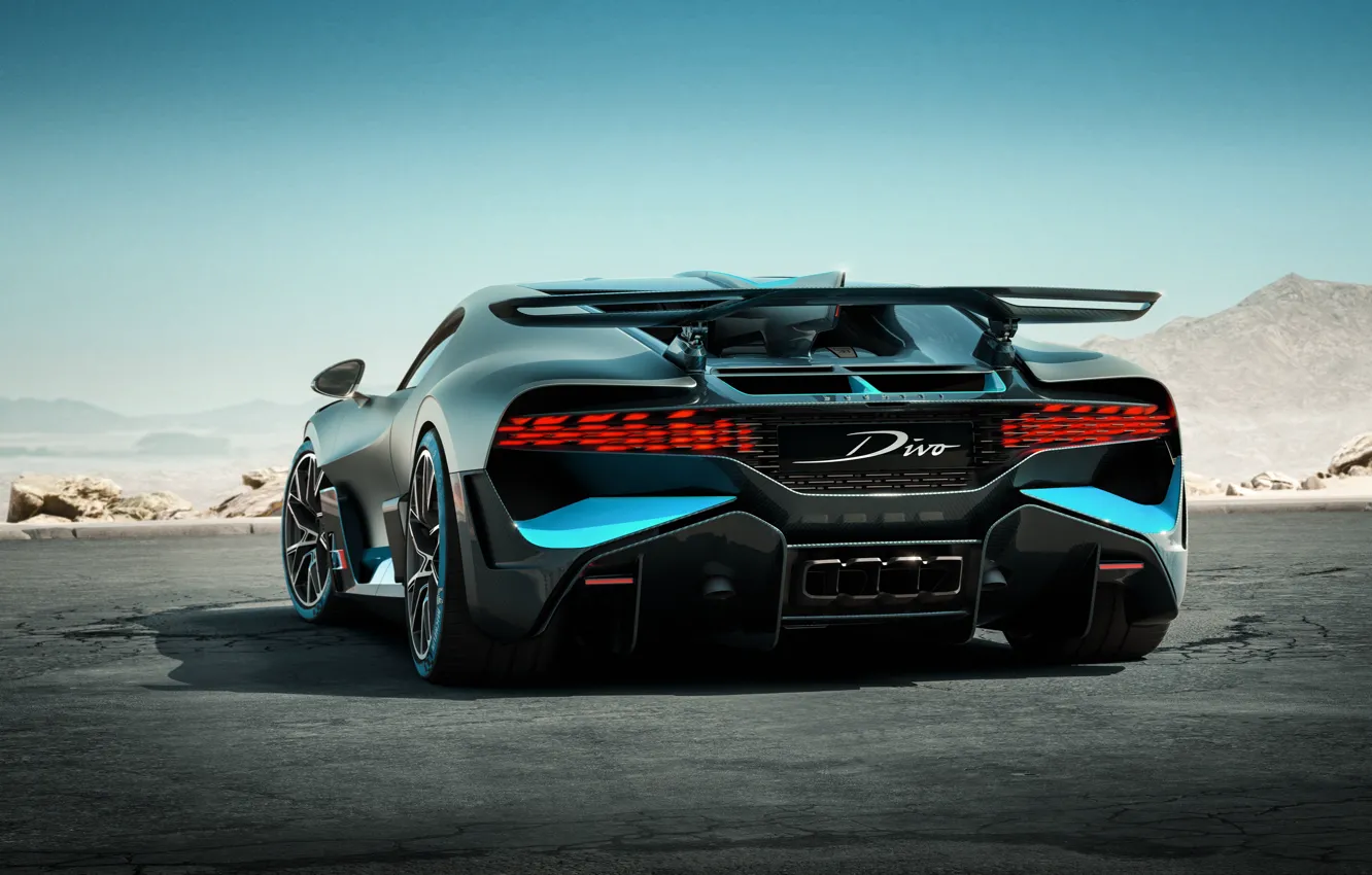 Photo wallpaper view, back, hypercar, Divo, Bugatti Divo, 2019 Bugatti Divo