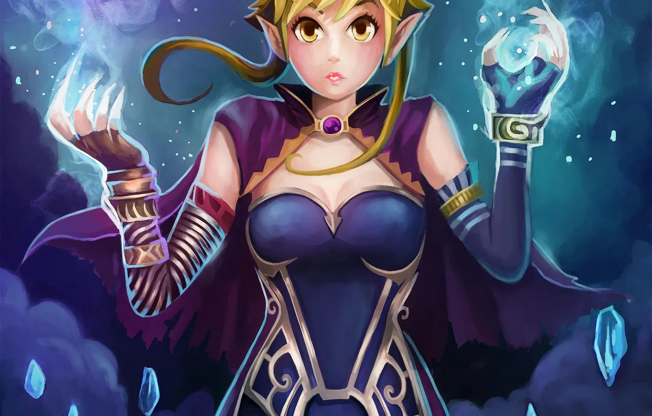 Photo wallpaper girl, magic, elf, magician