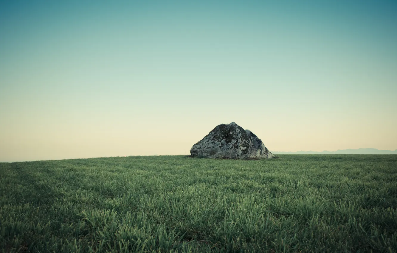 Photo wallpaper greens, the sky, grass, landscape, nature, stones, grass, sky
