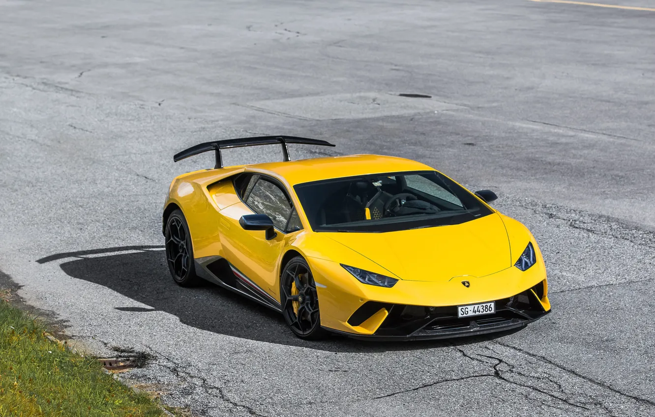 Photo wallpaper lamborghini, yellow, performante, huracan