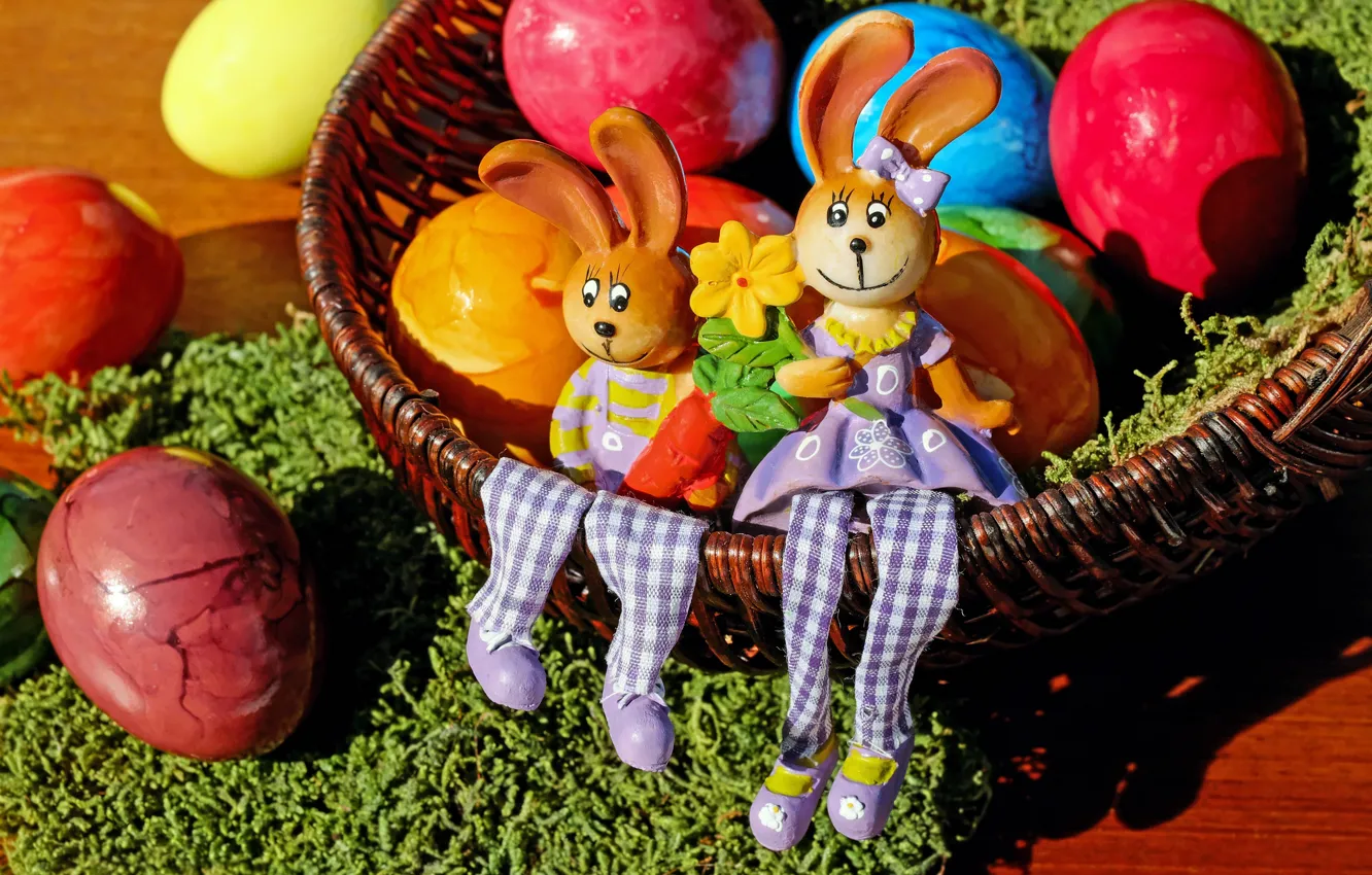 Photo wallpaper holiday, eggs, Easter, rabbits