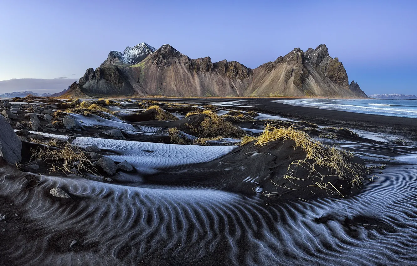 Photo wallpaper beach, Iceland, Stokkness stripes