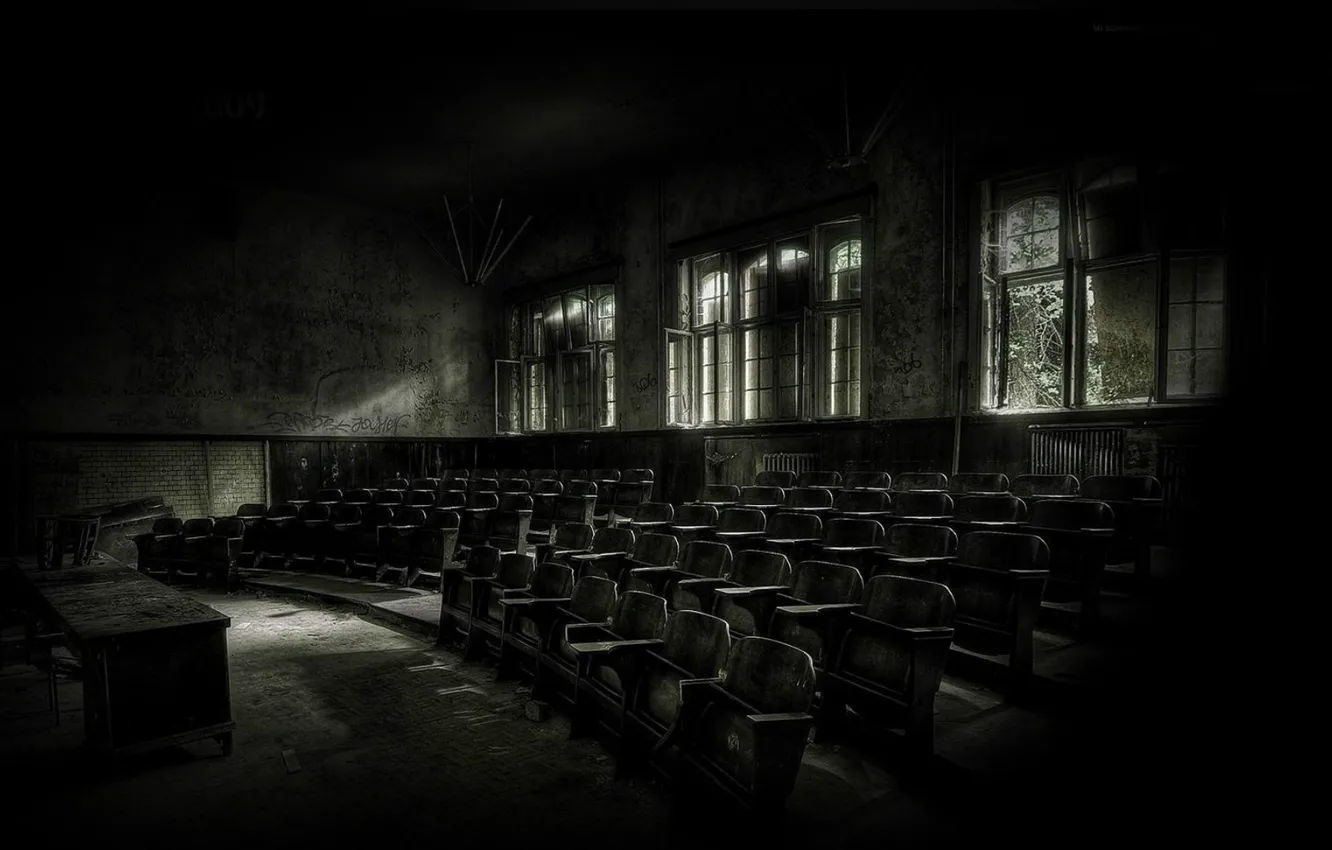Photo wallpaper void, shadow, abandoned, theatre, grafiti, the room