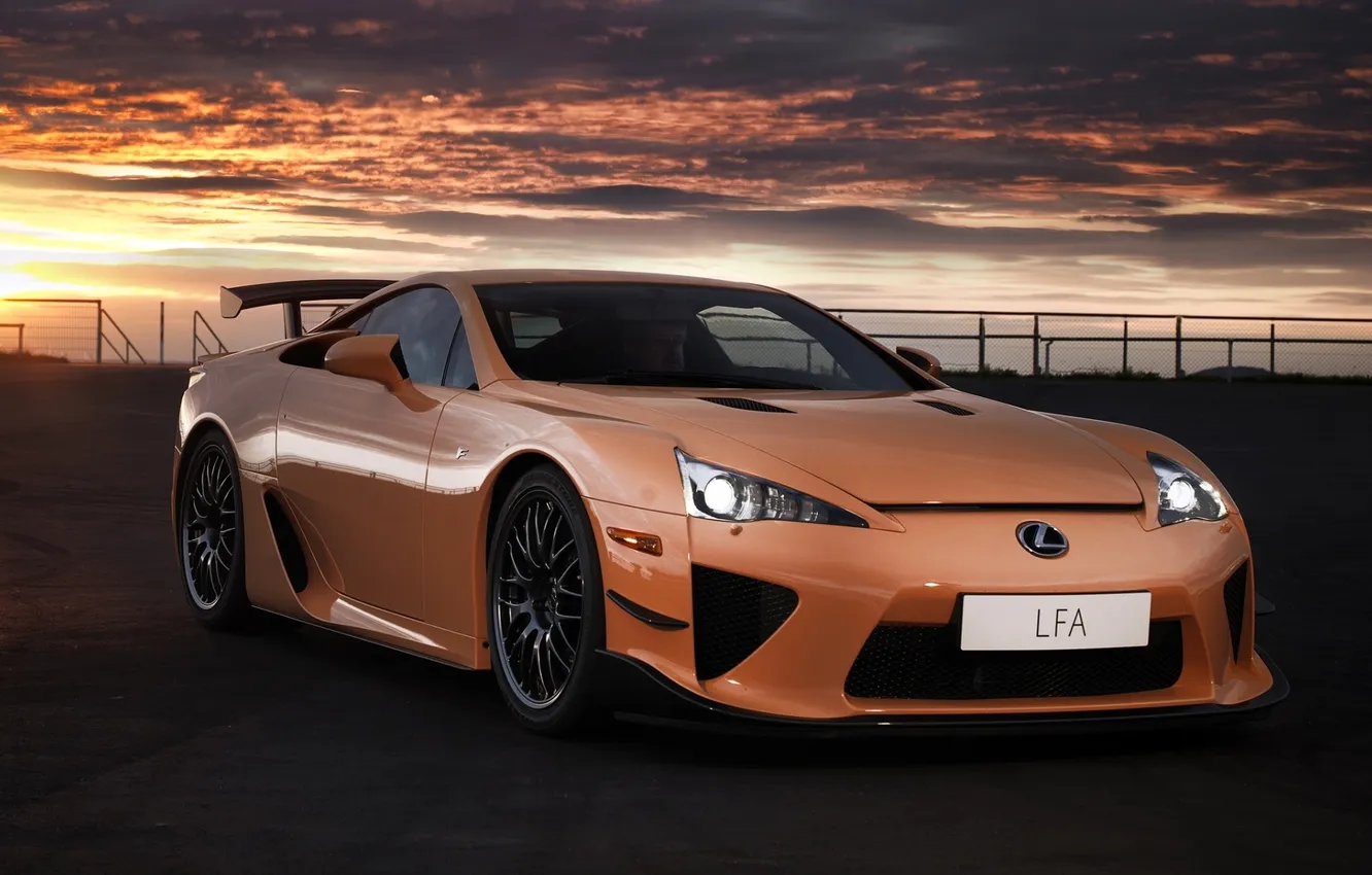 Photo wallpaper the sky, orange, background, Lexus, supercar, Lexus, the front, LFA