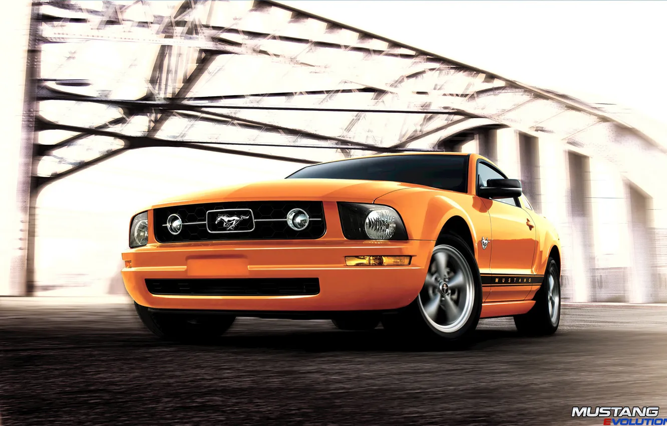 Photo wallpaper Mustang, Ford, orange