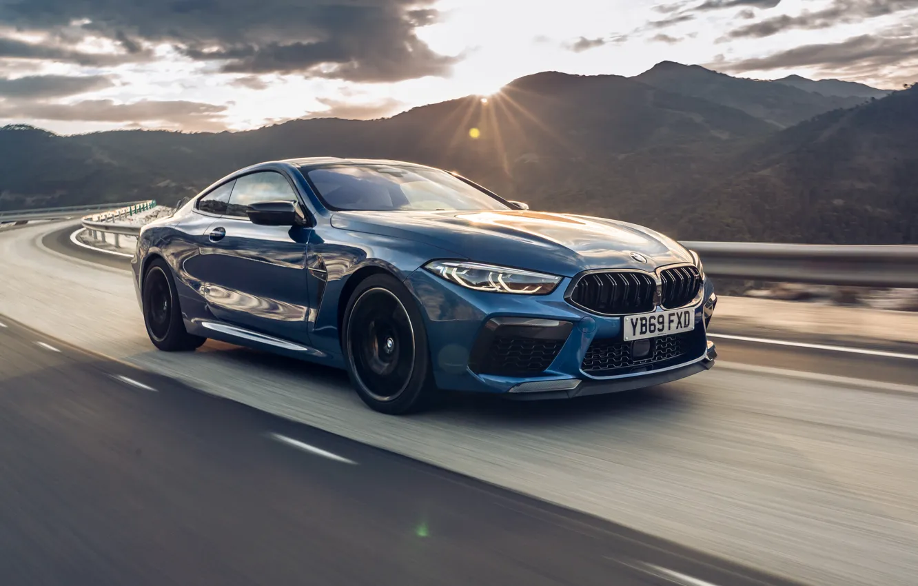 Photo wallpaper sunset, speed, BMW, Coupe, Competition, UK-Spec, 2019, BMW M8