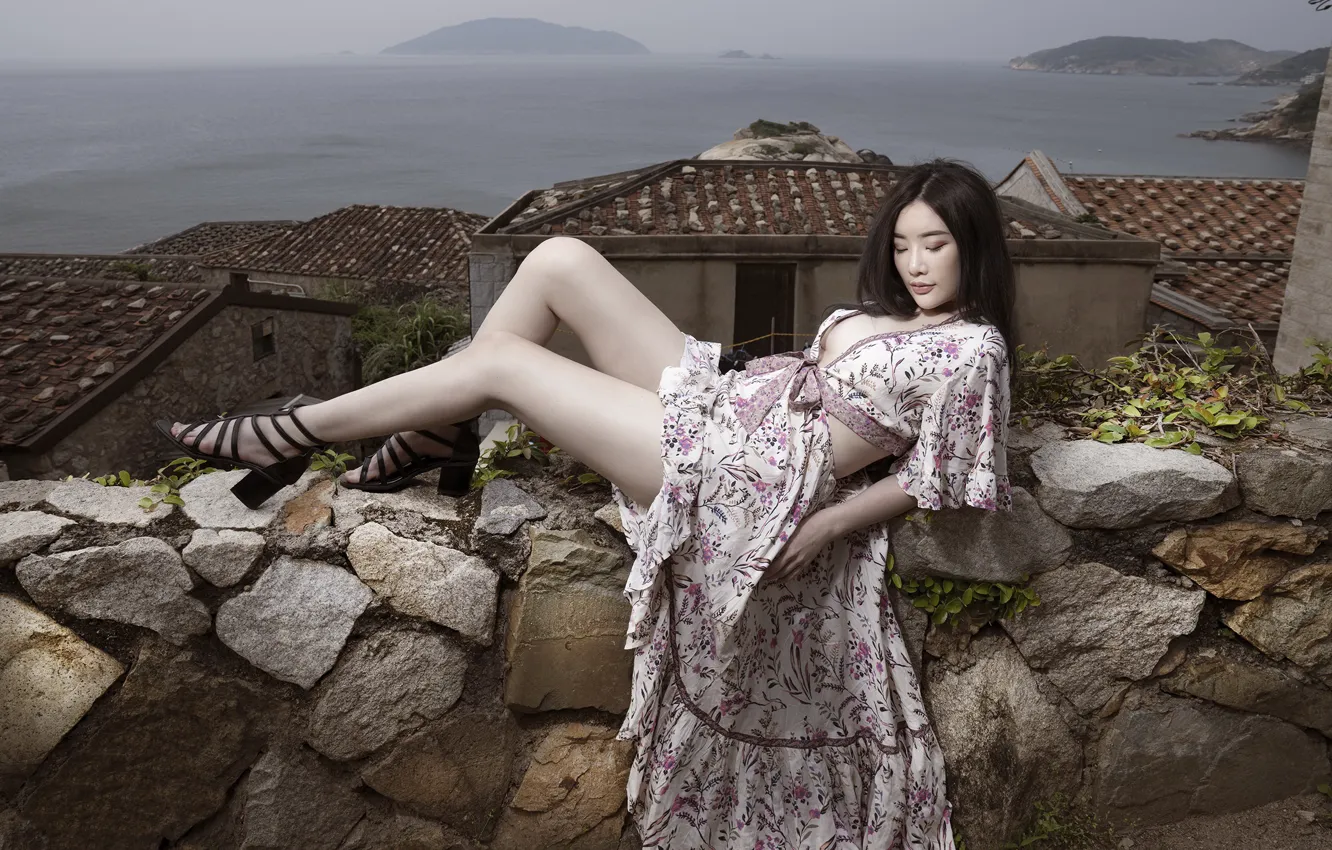 Photo wallpaper girl, the city, street, Asian