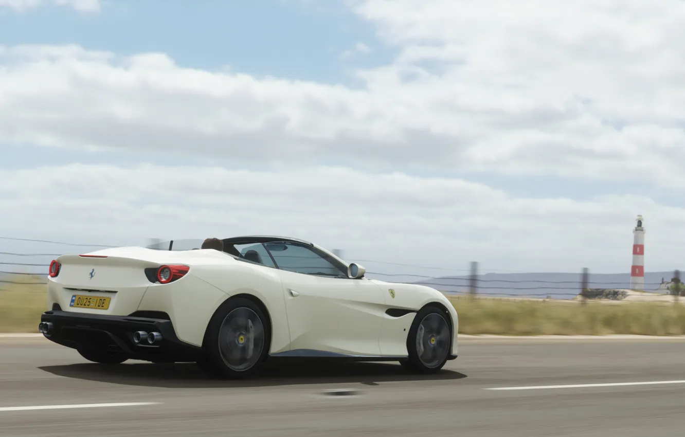 Photo wallpaper car, machine, the game, game, ferrari, Ferrari, the white car, forza horizon 4