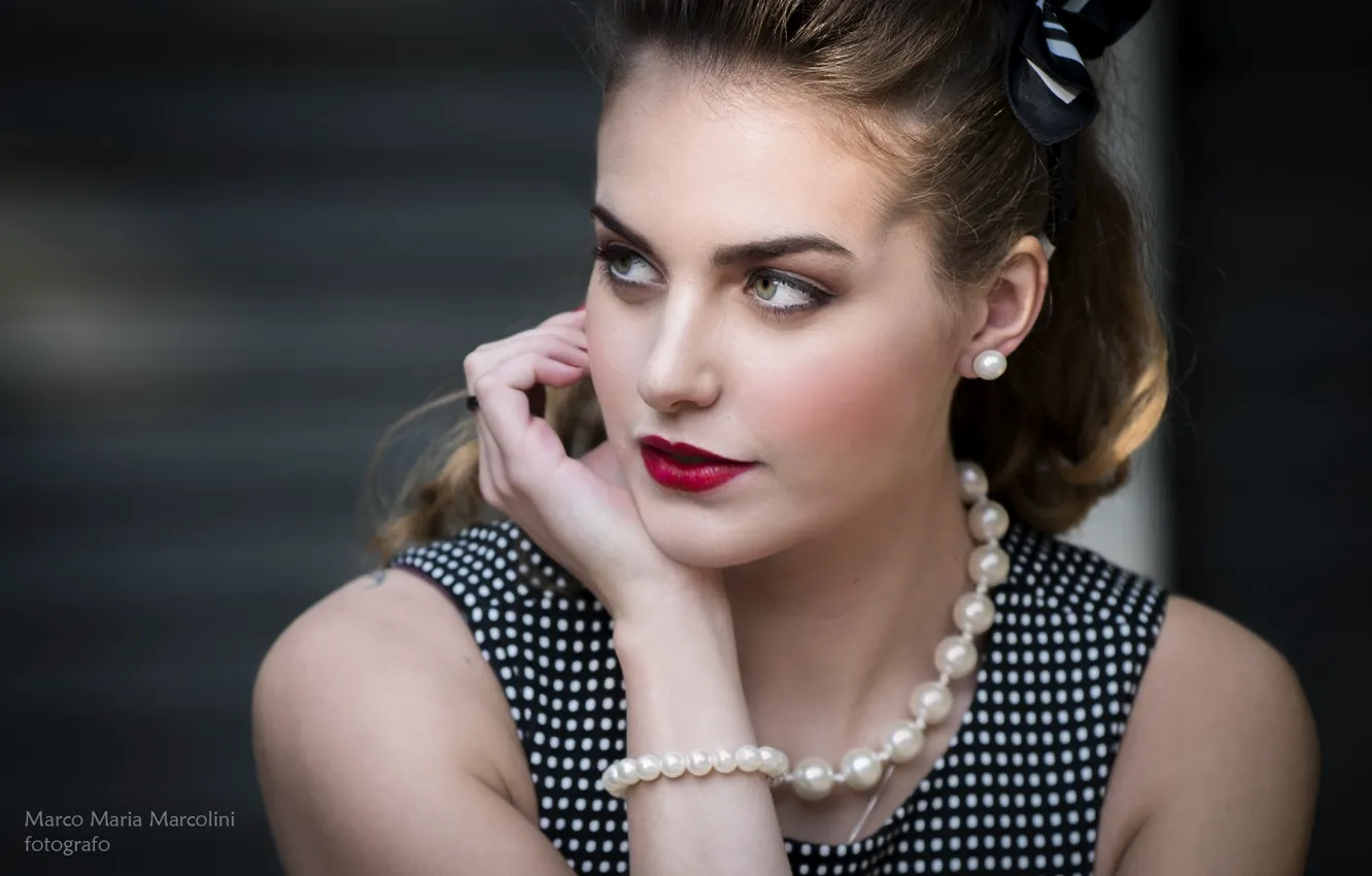 Photo wallpaper girl, close-up, face, beauty, Marco Maria Marcolini