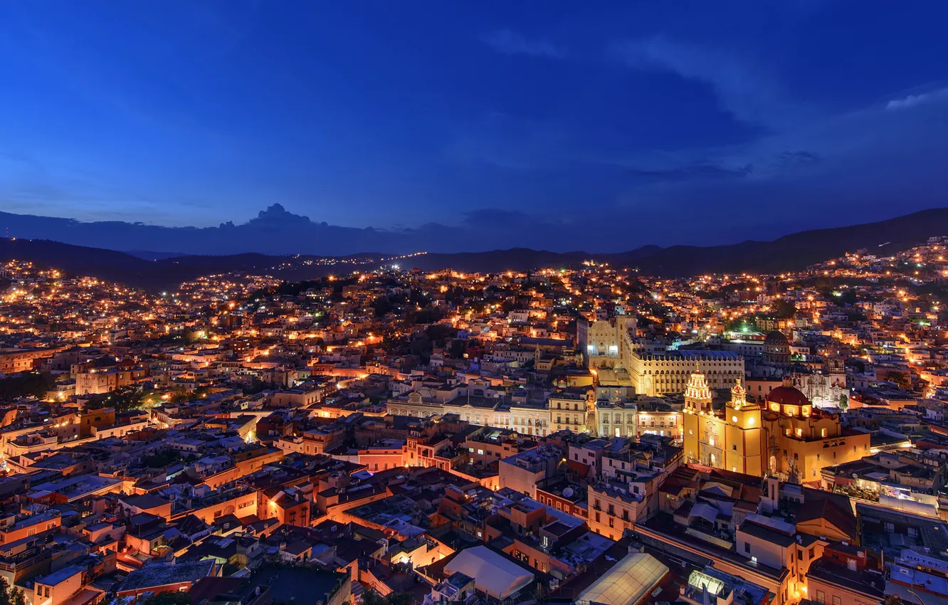Photo wallpaper the city, lights, the evening, Mexico, Guanajuato, Meksika