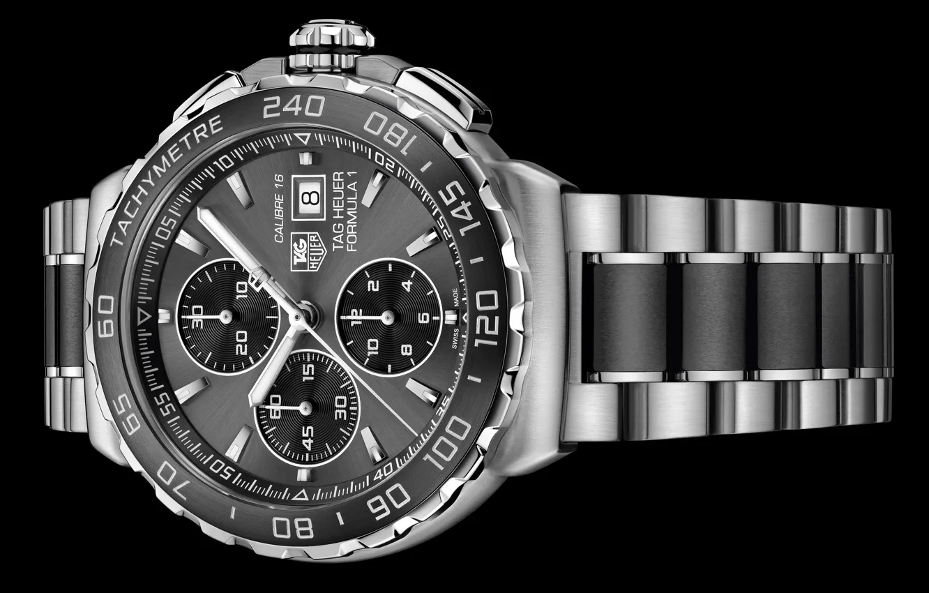 Photo wallpaper time, arrows, watch, strap, watch, chronometer, AUTOMATIC CHRONOGRAPH, TAG Heuer Formula 1 Automatic Calibre 16