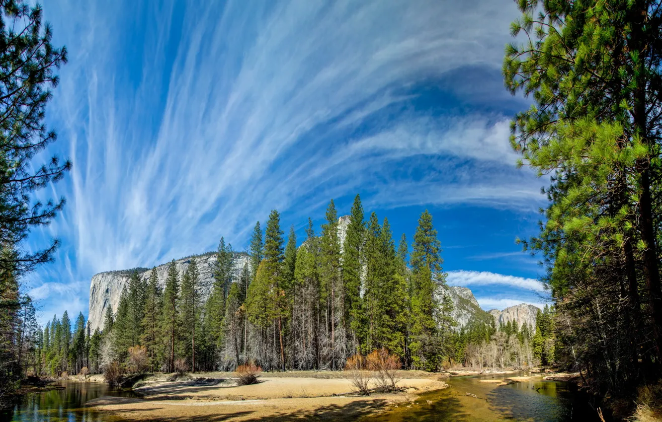 Photo wallpaper Day, Yosemite National Park, cloudy