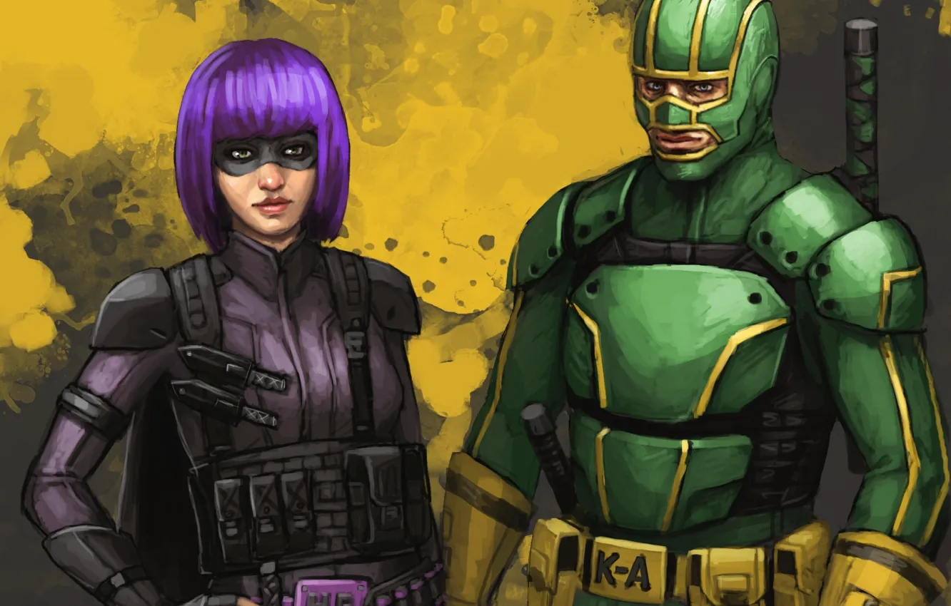 Photo wallpaper mask, Kick-Ass, Chloë Grace Moretz, Aaron Taylor-Johnson, Hit-Girl, David Lizewski, Mindy McCready