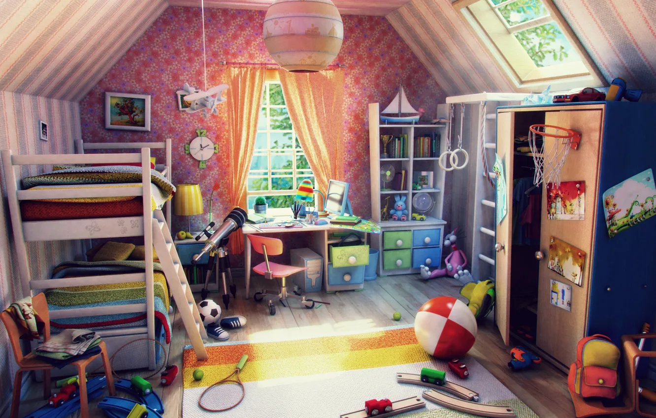 Photo wallpaper childhood, room, toy