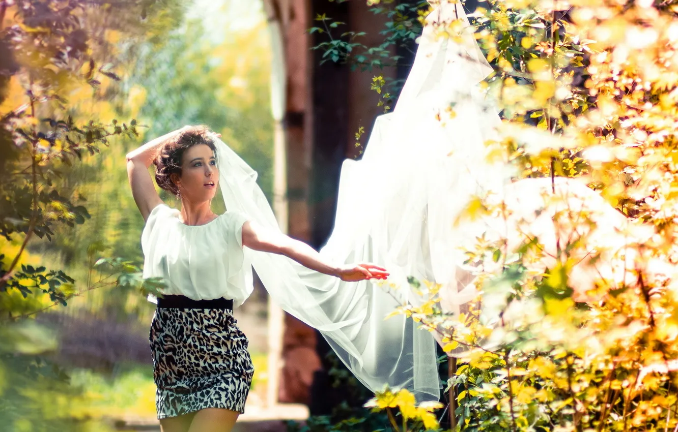 Photo wallpaper summer, girl, light, mood, veil