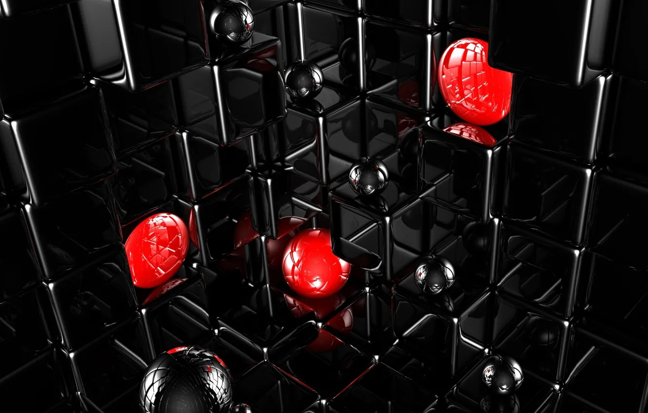 Photo wallpaper balls, cubes, graphics