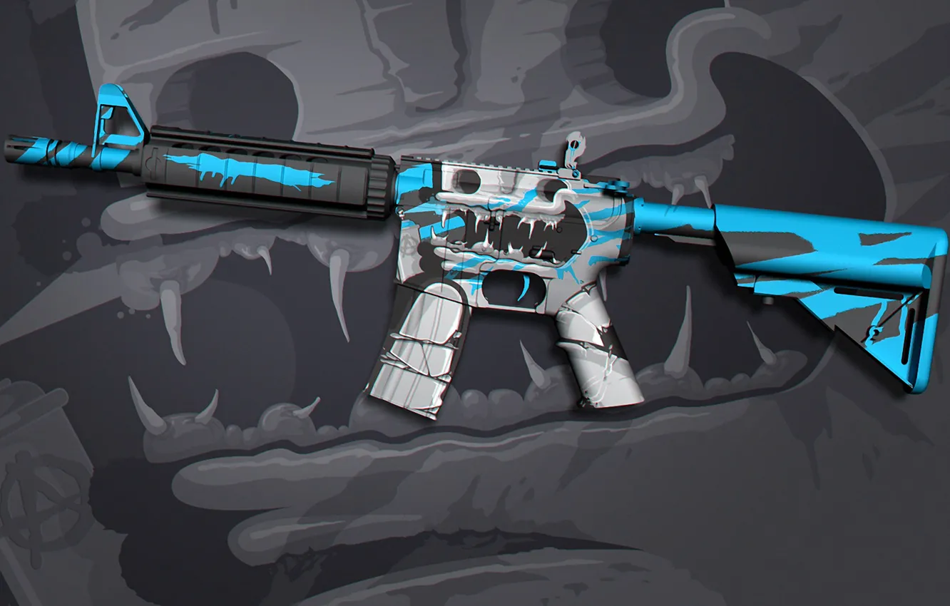 Photo wallpaper jaw, skull, spray, punk, paint, workshop, cs go, custom paint job