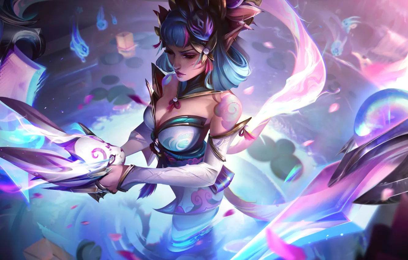 Photo wallpaper the game, mask, game, beautiful girl, characters, League of Legends, lol, LoL