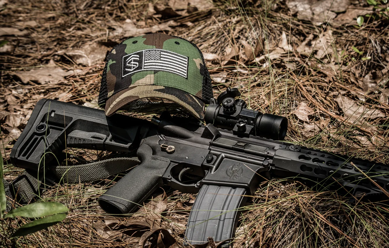 Photo wallpaper cap, automatic, assault rifle