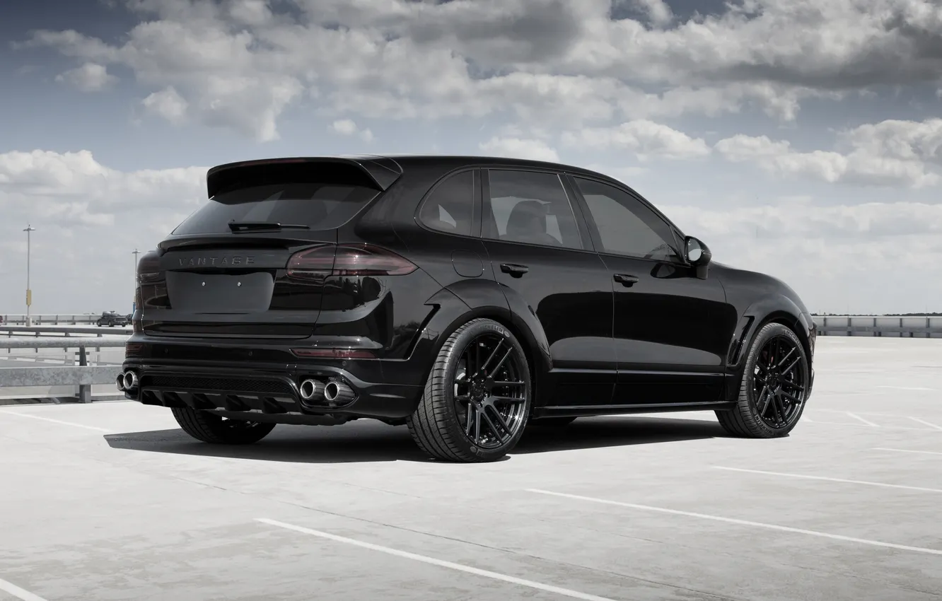 Photo wallpaper black, Porsche, black, Cayenne, Cayenne, Ball Wed, 2015, Posche