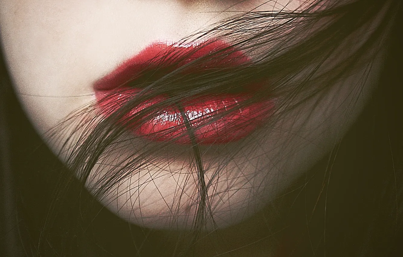 Photo wallpaper girl, lipstick, lips