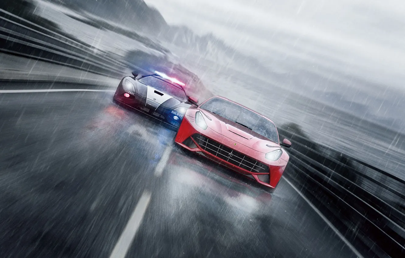 Photo wallpaper race, Koenigsegg, Ferrari, sports car, Need for Speed Rivals, chase.police